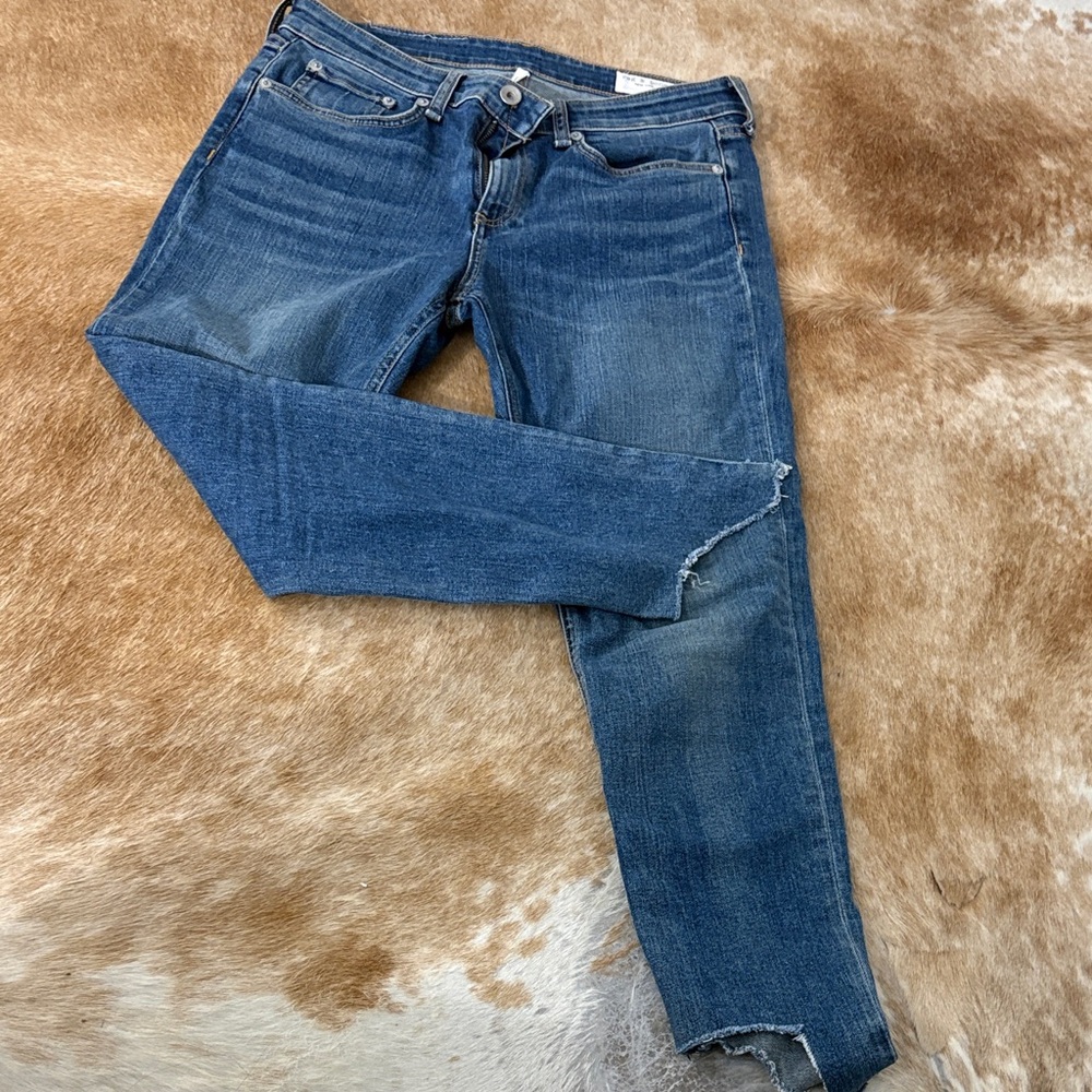 Rag & Bone Distressed Blue Skinny Jeans
